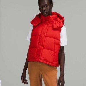 Lululemon wunder puffer cropped vest in red